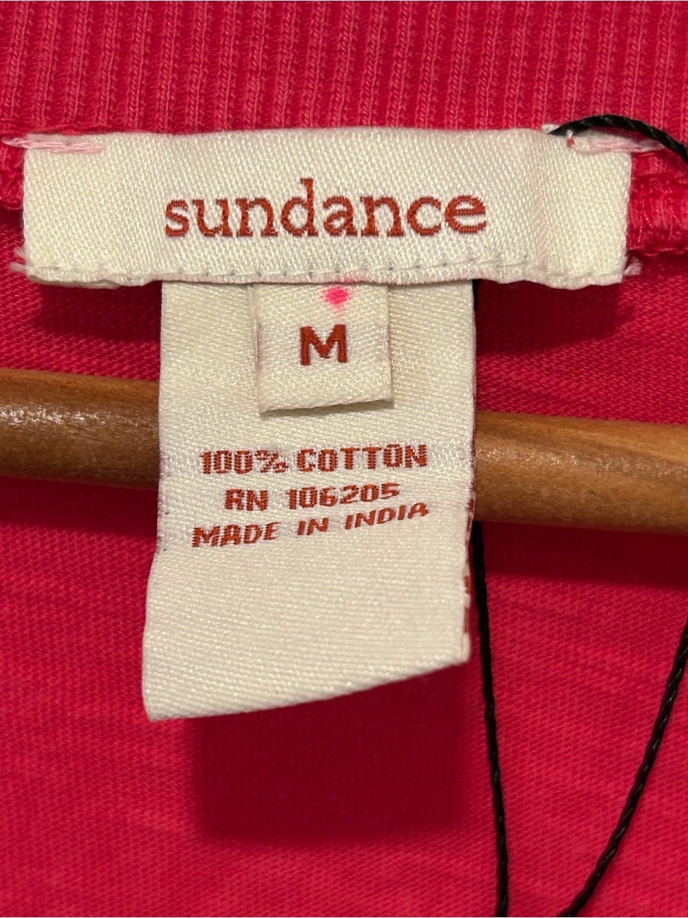 Sundance Henley Top Coral Pink Floral Embroidered Crochet Lace Sleeve Cotton Med - Picture 6 of 9